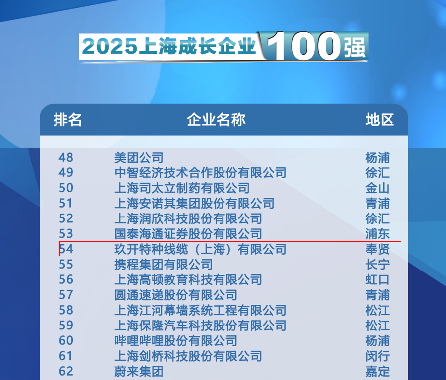 聚焦2025上海百强宣布会：九洲国际特种线缆登榜生长企业100强